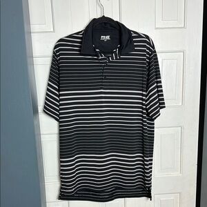 PING Men's Black and White Striped Polo Shirt size Large